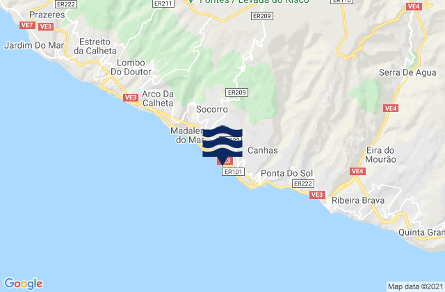 Mapa de mareas Ponta do Sol, Portugal