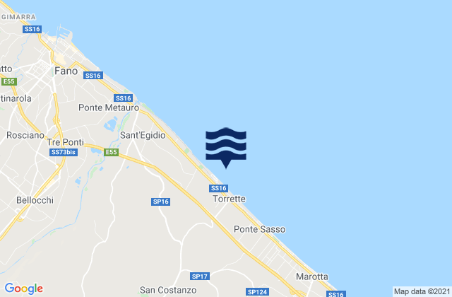 Mapa de mareas Ponte Sasso, Italy