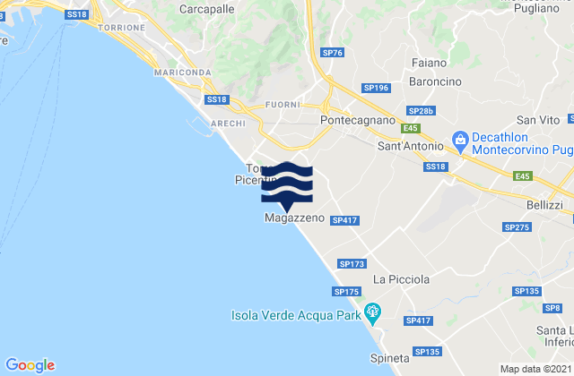 Mapa de mareas Pontecagnano, Italy