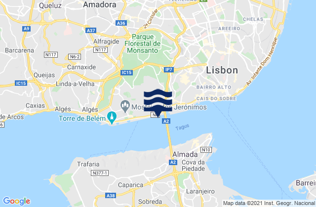 Mapa de mareas Pontinha, Portugal