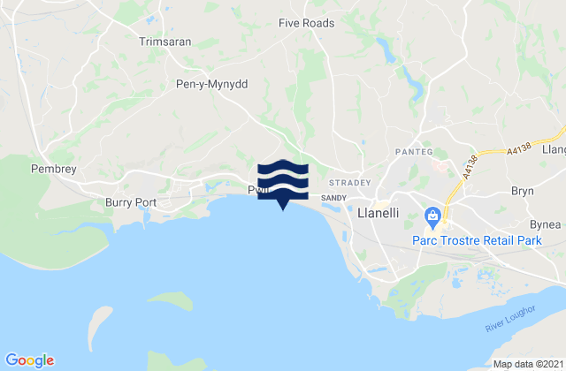 Mapa de mareas Pontyberem, United Kingdom