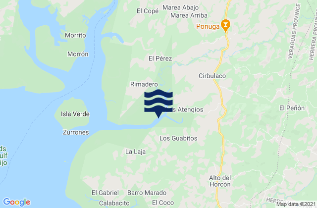 Mapa de mareas Ponuga, Panama