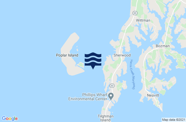Mapa de mareas Poplar Island east of south end, United States