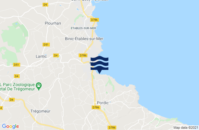 Mapa de mareas Pordic, France