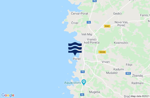 Mapa de mareas Poreč, Croatia