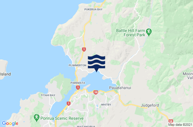 Mapa de mareas Porirua Harbour (Pauatahanui Arm), New Zealand