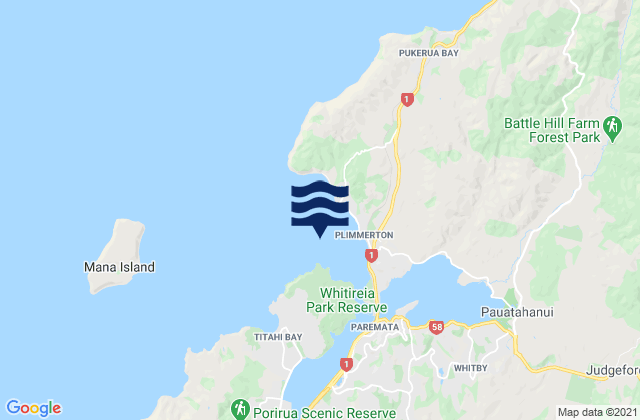 Mapa de mareas Porirua Harbour, New Zealand