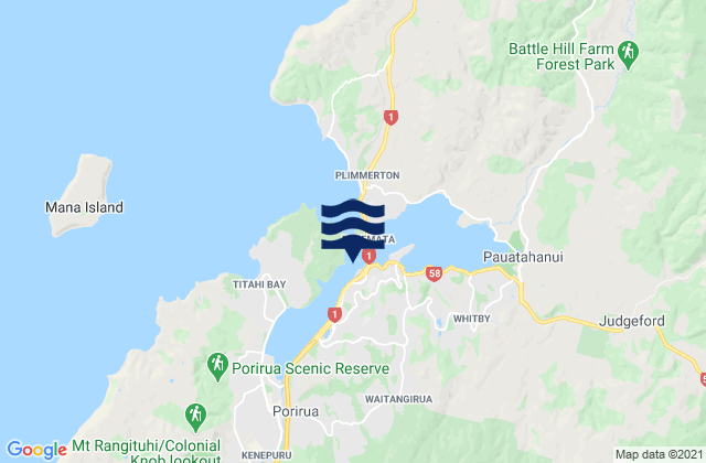 Mapa de mareas Porirua Harbour, New Zealand