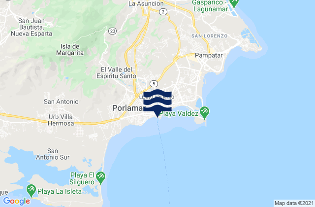 Mapa de mareas Porlamar Isla de Margarita, Venezuela