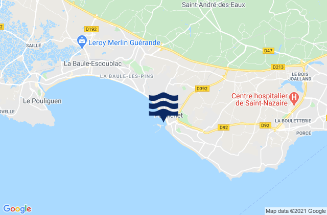 Mapa de mareas Pornichet, France