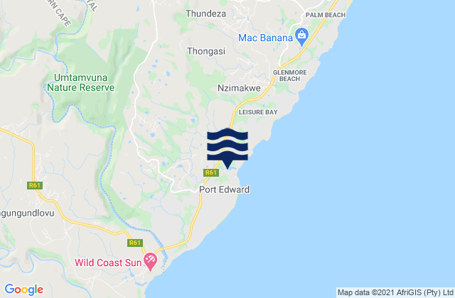 Mapa de mareas Port Edward, South Africa