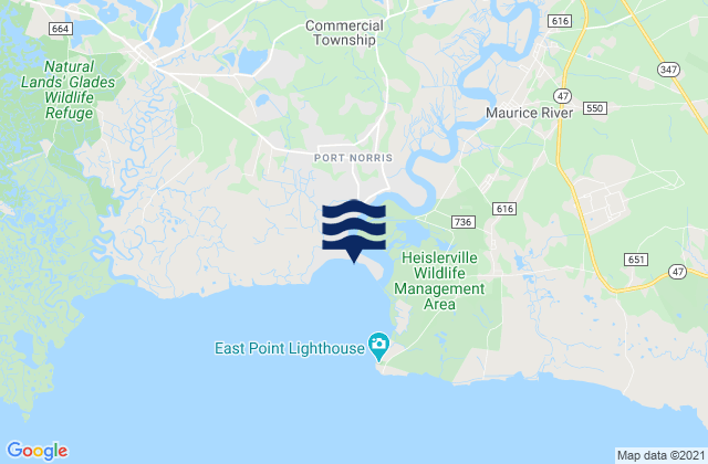 Mapa de mareas Port Elizabeth Manumuskin River, United States