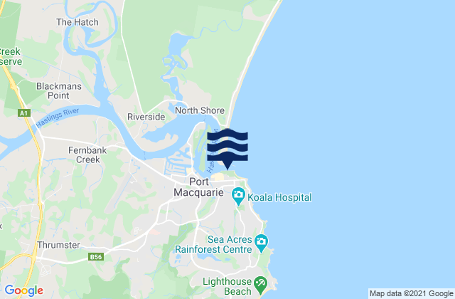 Mapa de mareas Port Macquarie-North Breakwall, Australia