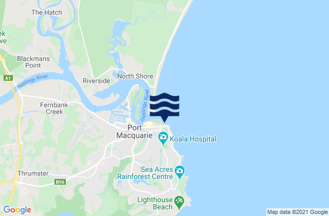 Mapa de mareas Port Macquarie-Town Beach, Australia