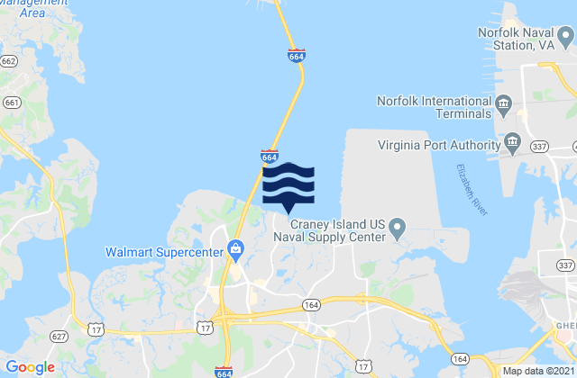 Mapa de mareas Port Norfolk, Western Branch, United States