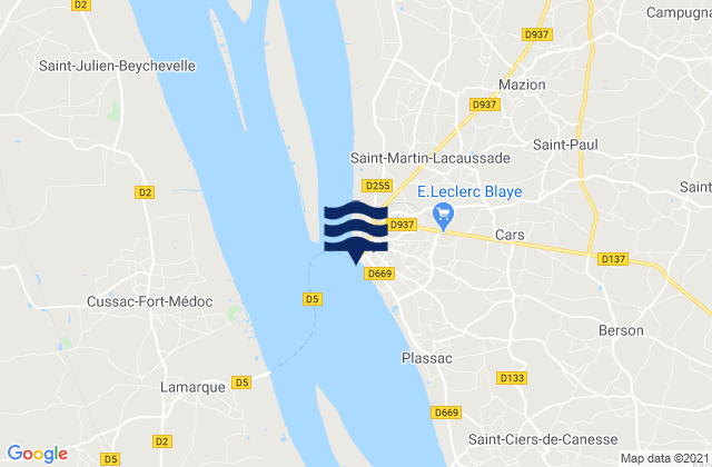 Mapa de mareas Port de Blaye, France