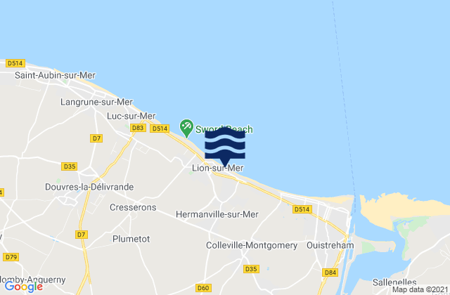 Mapa de mareas Port de Caen, France