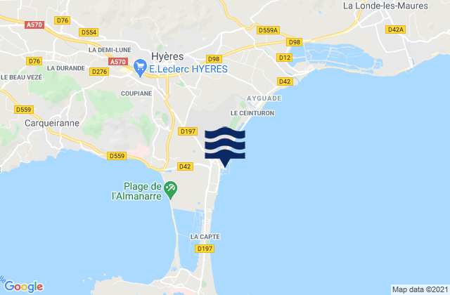 Mapa de mareas Port de Hyères (St Pierre), France