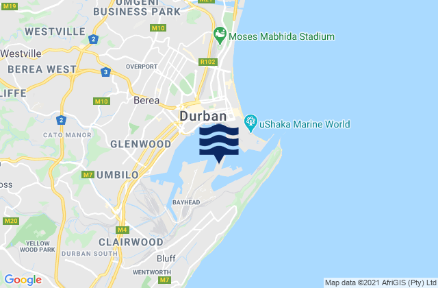 Mapa de mareas Port of Durban, South Africa