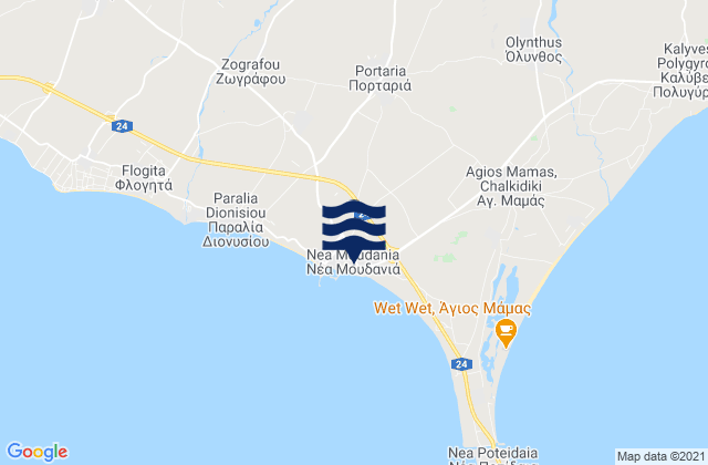 Mapa de mareas Portariá, Greece