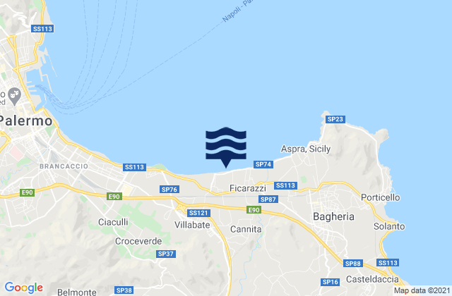 Mapa de mareas Portella di Mare, Italy