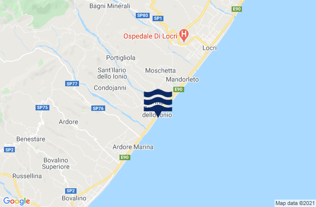 Mapa de mareas Portigliola, Italy