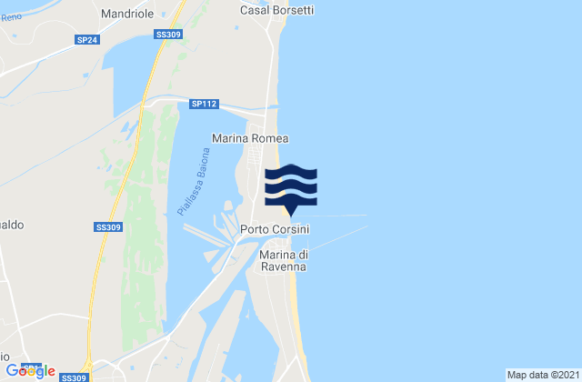 Mapa de mareas Porto Corsini, Italy