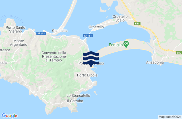 Mapa de mareas Porto Ercole, Italy