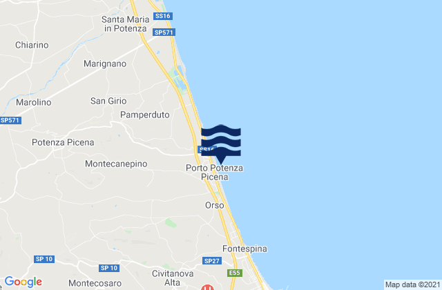 Mapa de mareas Porto Potenza Picena, Italy