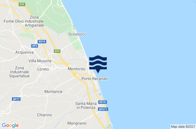 Mapa de mareas Porto Recanati, Italy