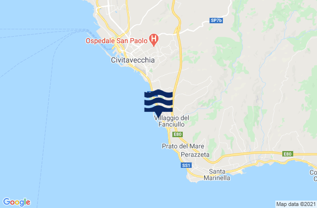 Mapa de mareas Porto Riva di Traiano, Italy