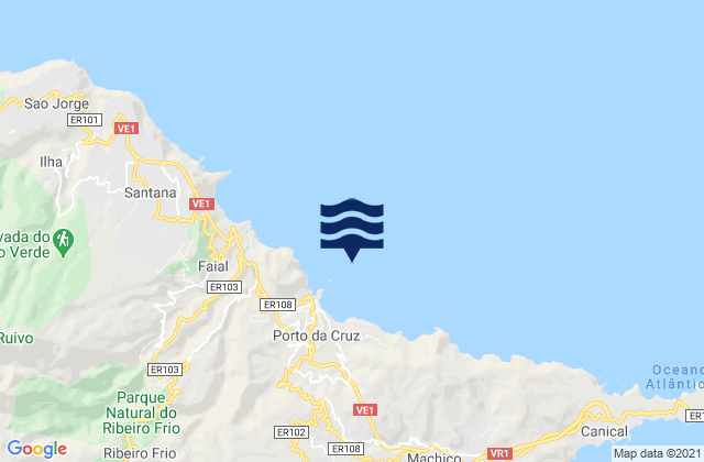 Mapa de mareas Porto da Cruz Madeira Island, Portugal