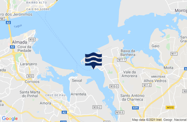 Mapa de mareas Porto de Barreiro, Portugal