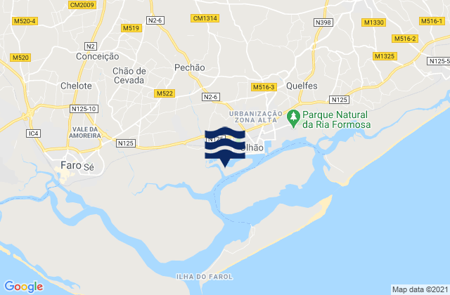 Mapa de mareas Porto de Faro-Olhao, Portugal