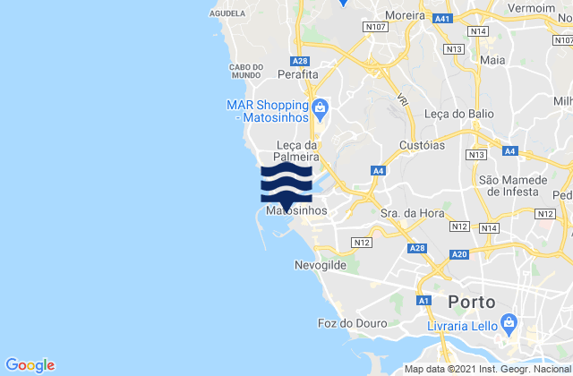 Mapa de mareas Porto de Leixoes, Portugal