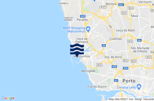 Mapa de mareas Porto de Leixões, Portugal
