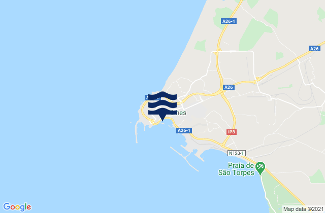 Mapa de mareas Porto de Sines, Portugal
