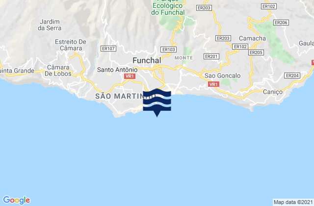 Mapa de mareas Porto do Funchal Madeira Island, Portugal