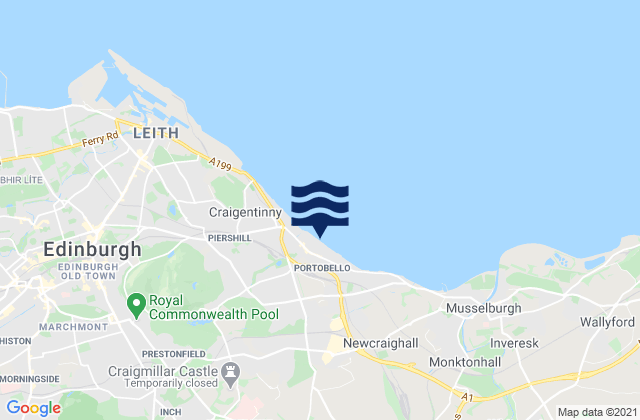 Mapa de mareas Portobello Beach, United Kingdom