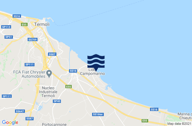 Mapa de mareas Portocannone, Italy