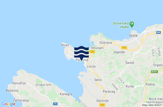 Mapa de mareas Portorož, Slovenia