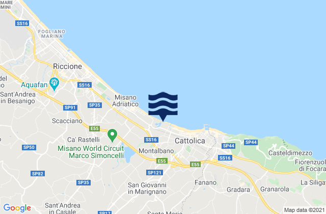 Mapa de mareas Portoverde Beach, Italy