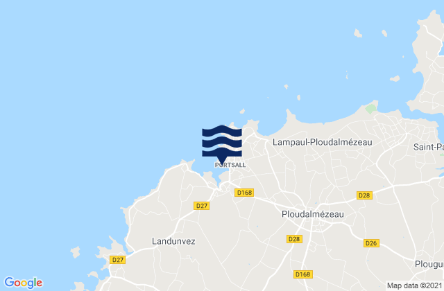 Mapa de mareas Portsall, France