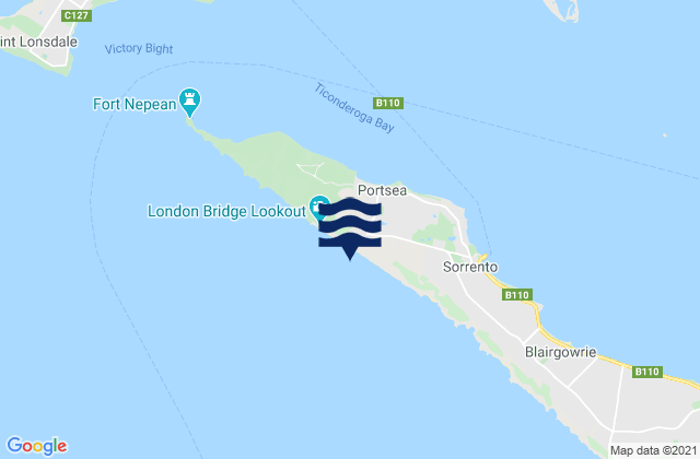 Mapa de mareas Portsea Surf Beach, Australia
