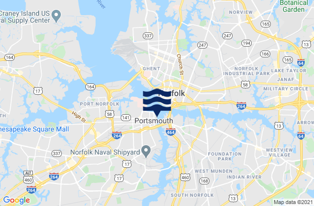 Mapa de mareas Portsmouth, United States