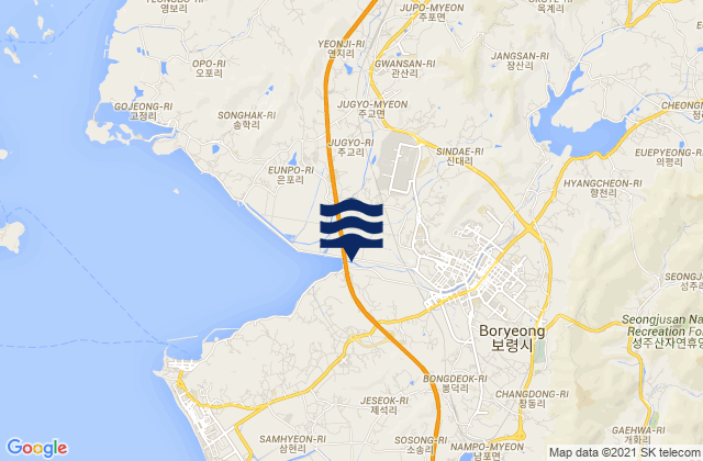 Mapa de mareas Poryong, South Korea