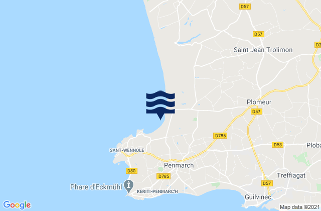 Mapa de mareas Porzcarn, France