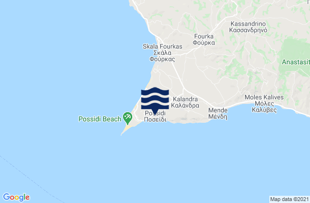 Mapa de mareas Poseidi, Greece