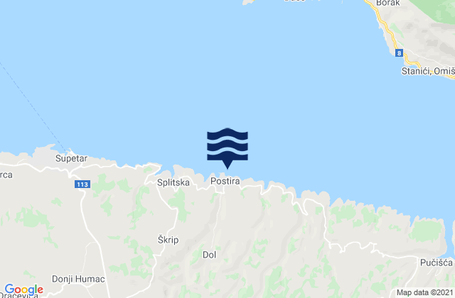 Mapa de mareas Postira, Croatia