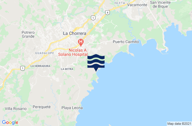 Mapa de mareas Potrero Grande, Panama